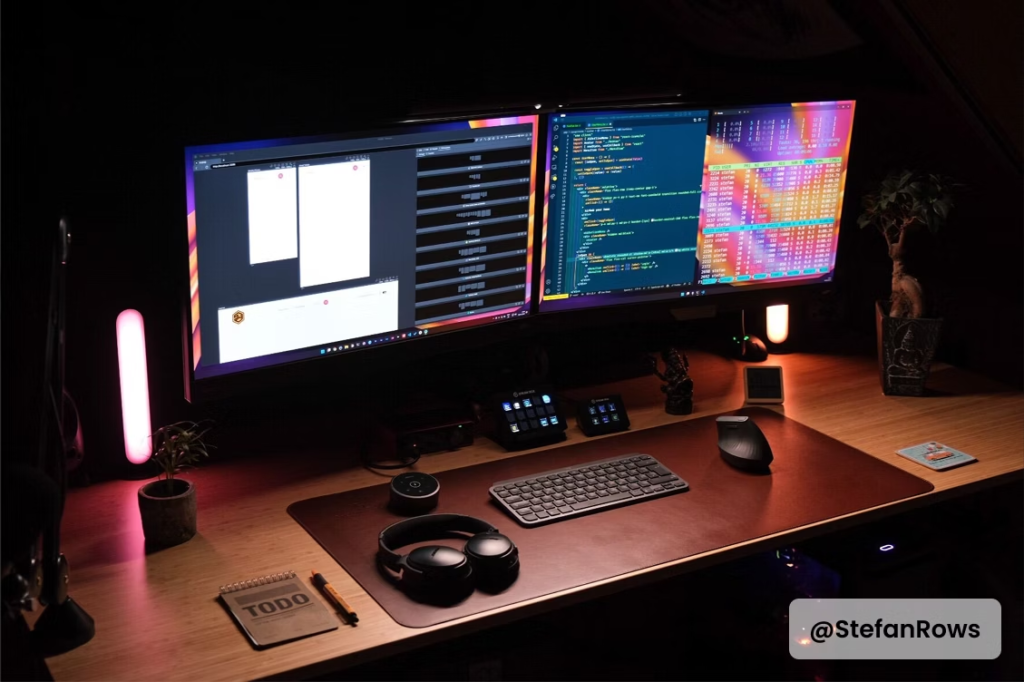 Desk setup for study session