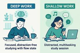 Deep work vs shallow work student productivity comparison