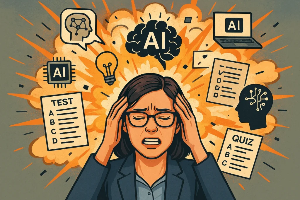 Woman struggling with using AI